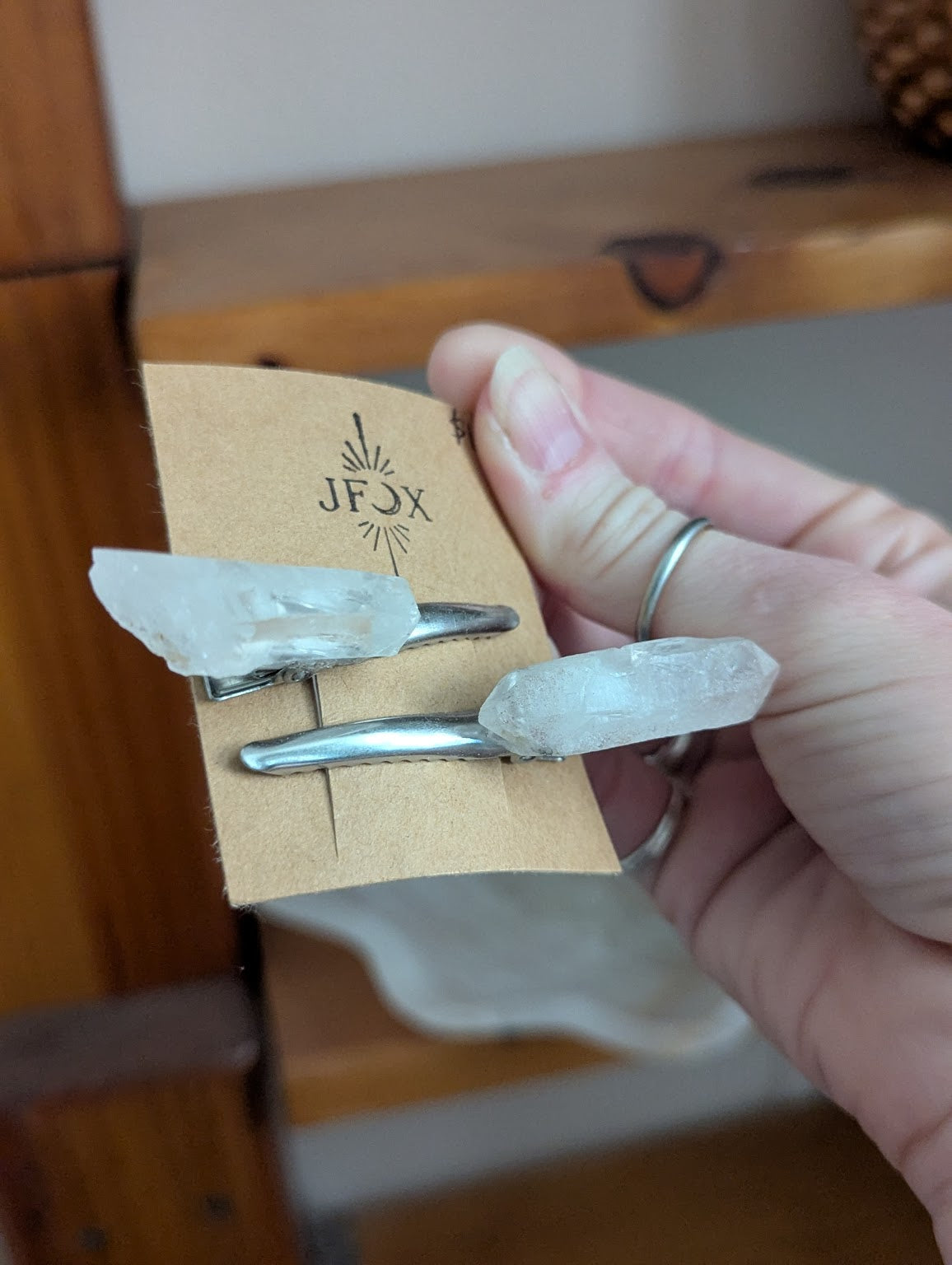 Clear Quartz Crystal Alligator Clips (Set of 2)