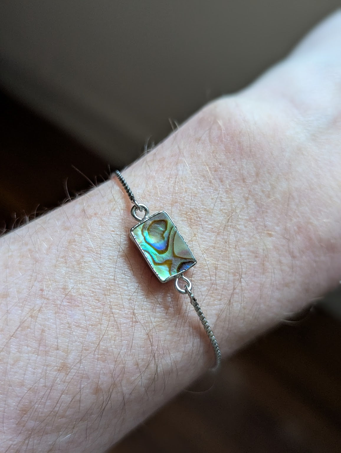 Rectangle Abalone Silver Slider Bracelet