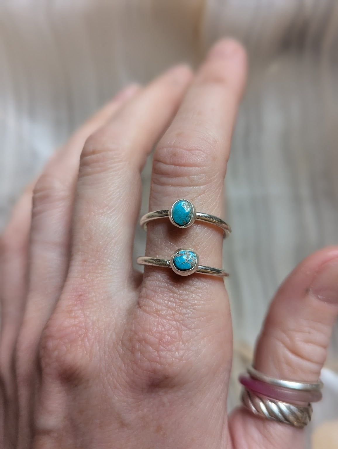 Vintage Morenci Turquoise Silver Ring - Size 8.5 and 9