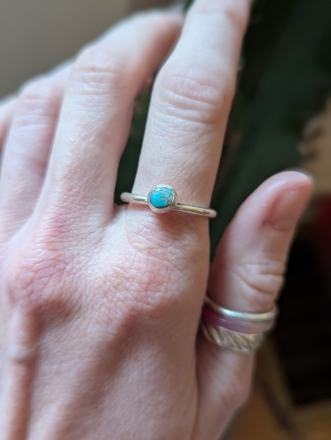Vintage Morenci Turquoise Silver Ring - Size 8.5 and 9
