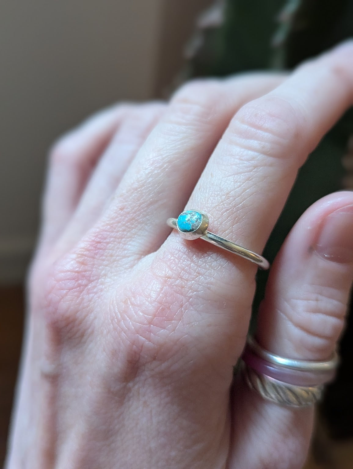 Vintage Morenci Turquoise Silver Ring - Size 8.5 and 9