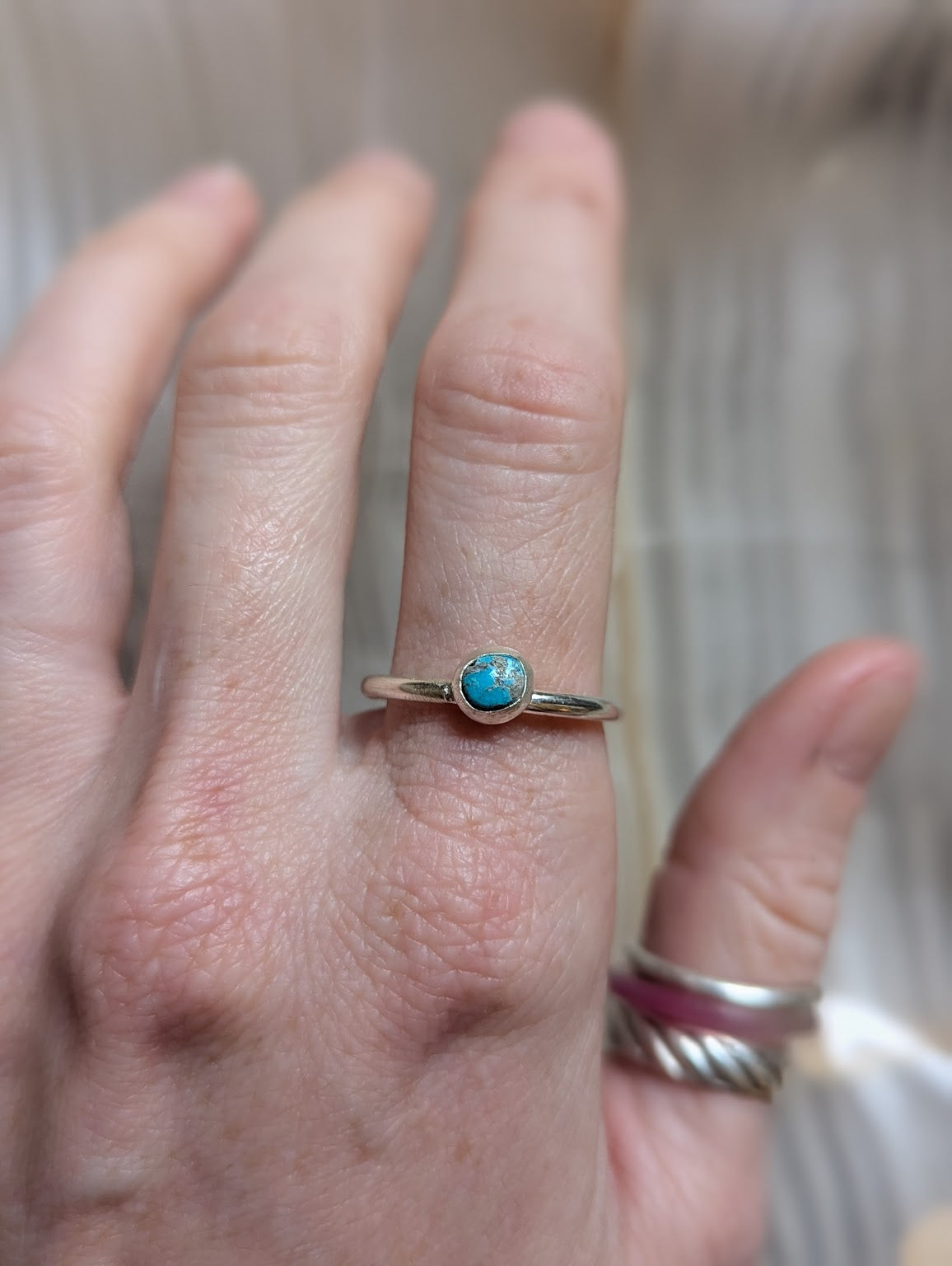 Vintage Morenci Turquoise Silver Ring - Size 8.5 and 9