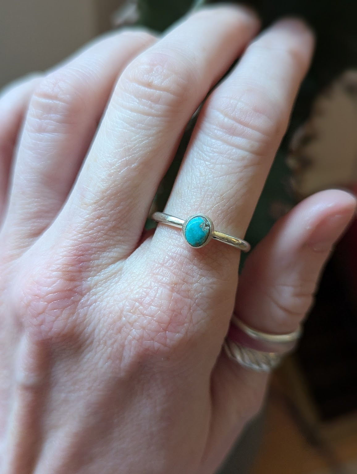 Vintage Morenci Turquoise Silver Ring - Size 8.5 and 9