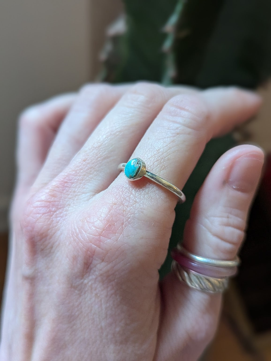 Vintage Morenci Turquoise Silver Ring - Size 8.5 and 9