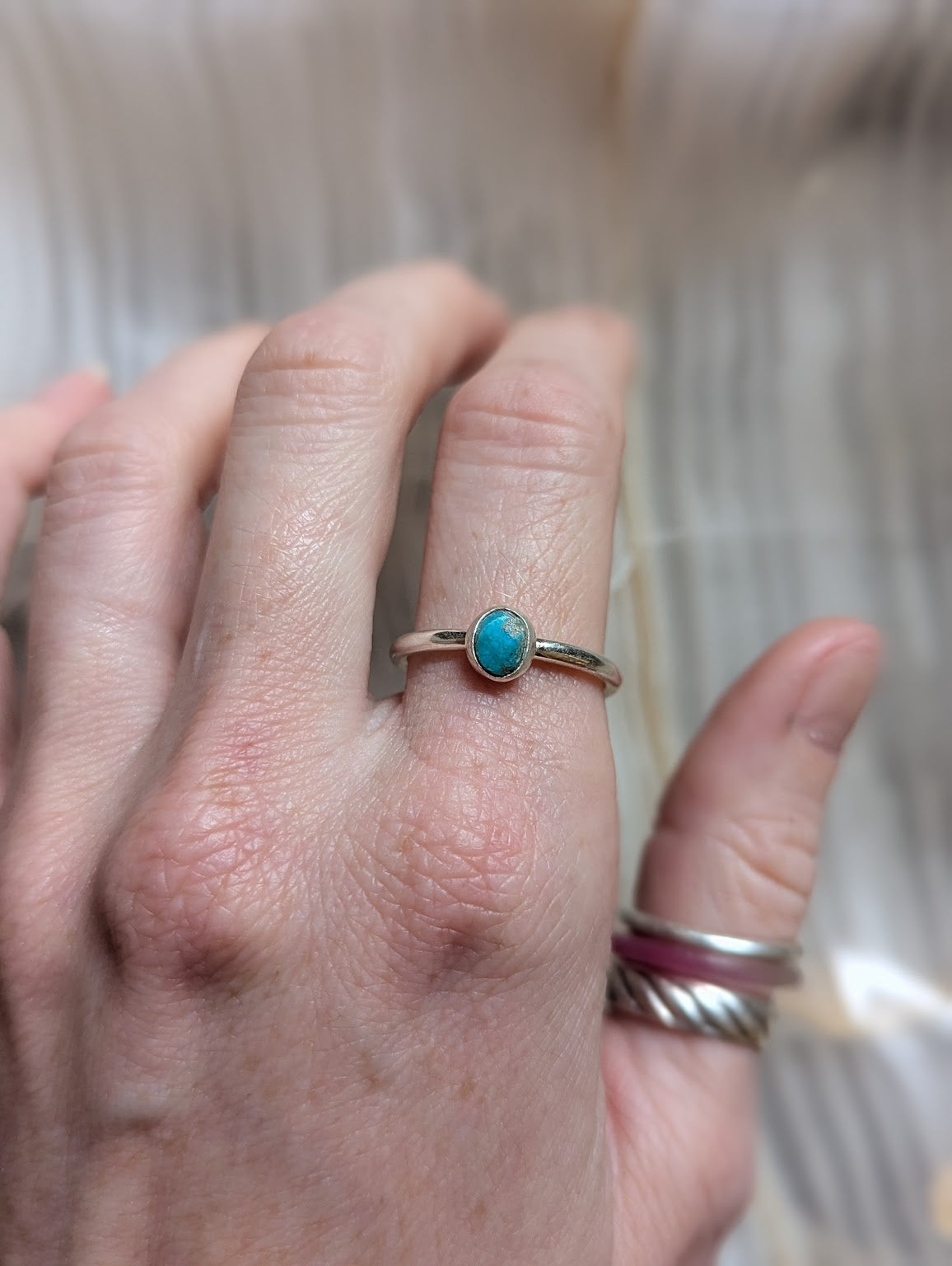 Vintage Morenci Turquoise Silver Ring - Size 8.5 and 9