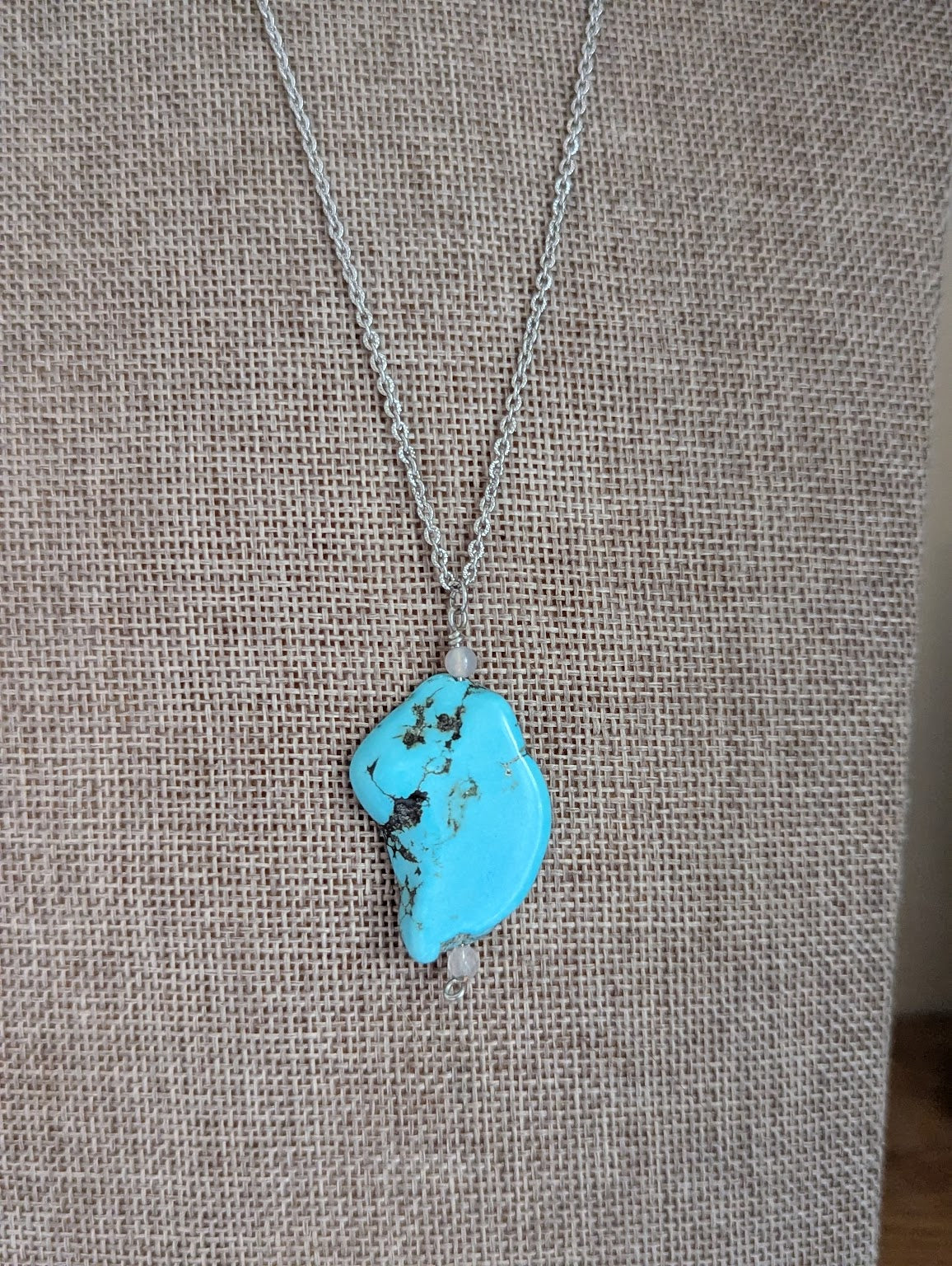 Turquoise Howlite Slab Stainless Necklace