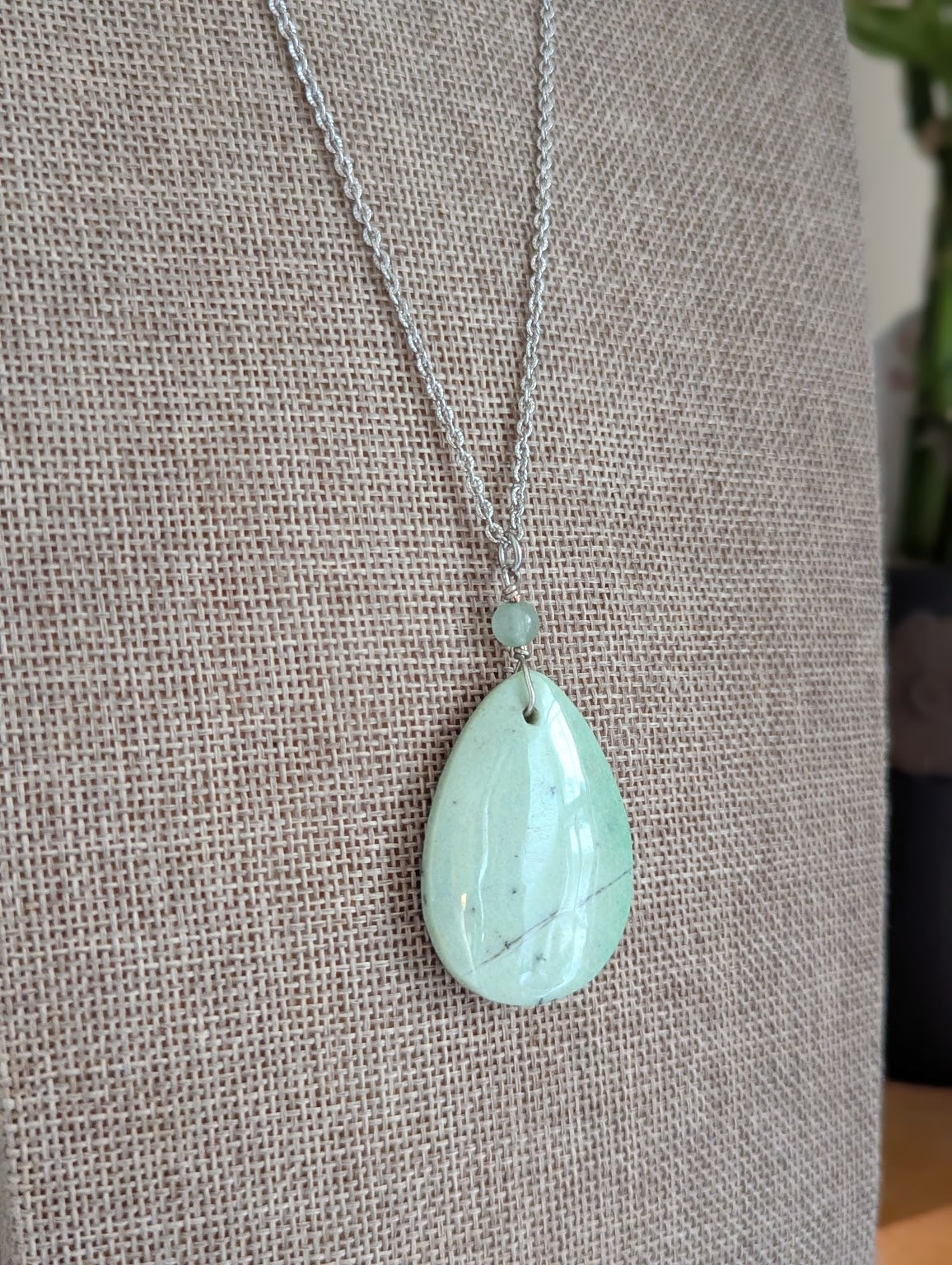 Chrysoprase Silver Long Necklace