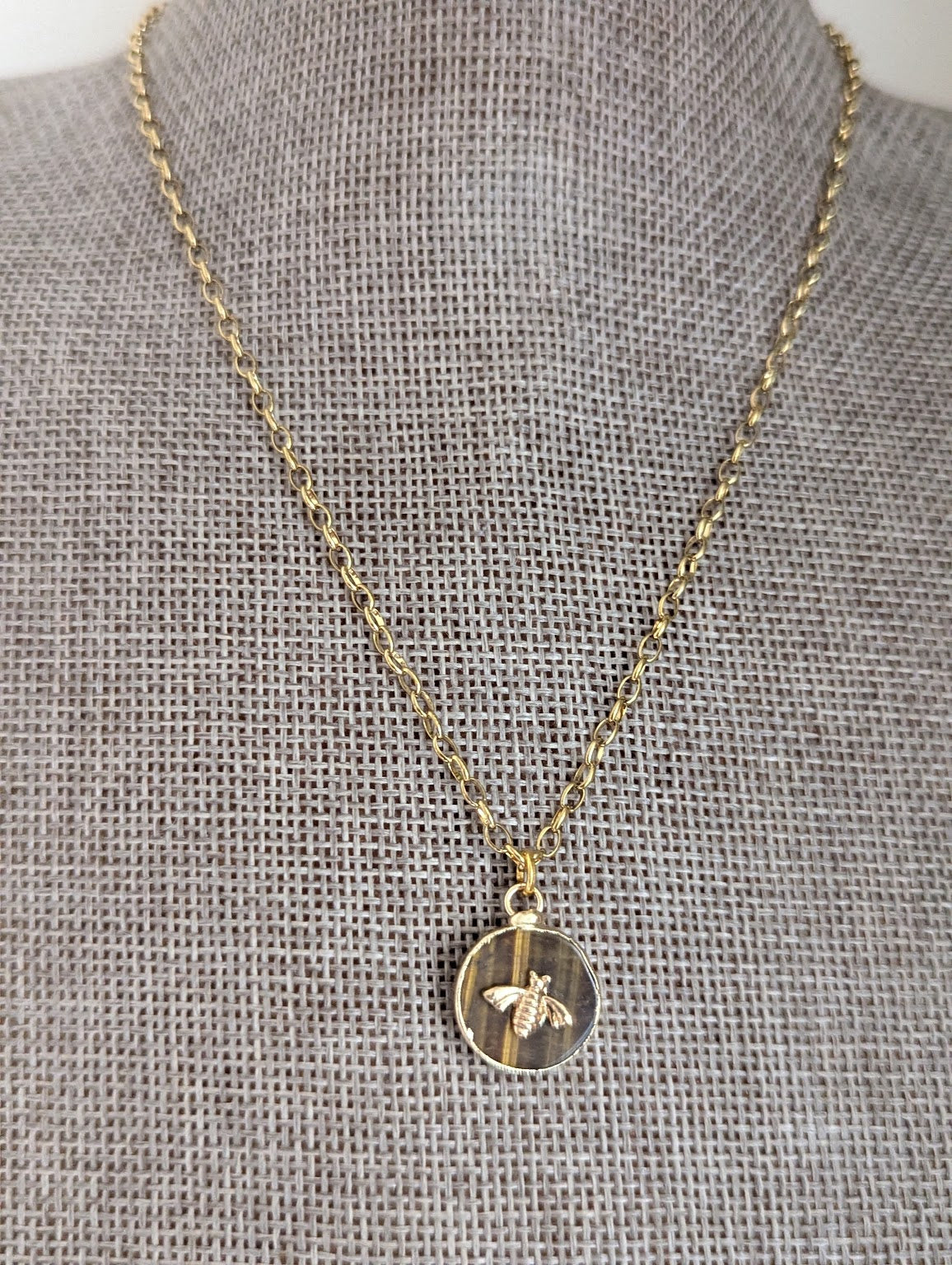 Gold Bumblebee Tigers Eye Necklace