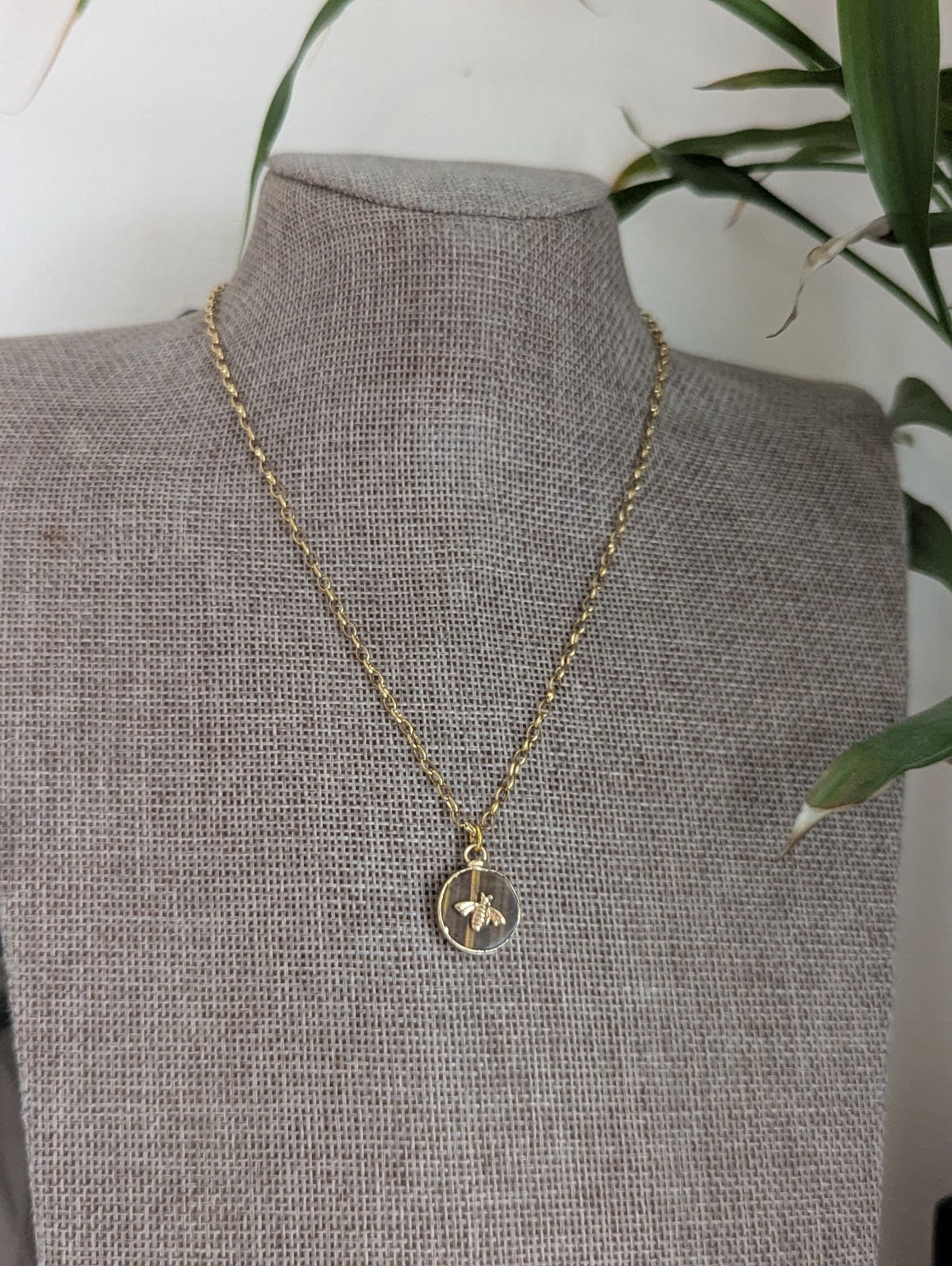 Gold Bumblebee Tigers Eye Necklace