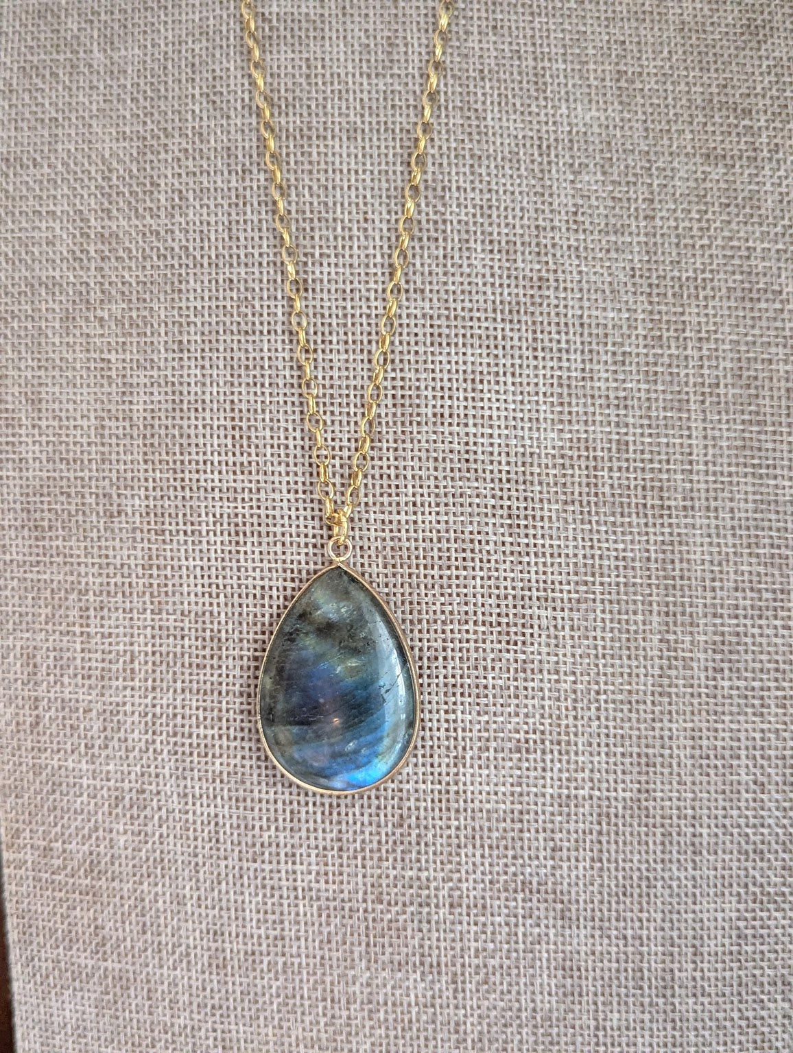 Flashy Labradorite Teardrop Necklace (Various Options Available)
