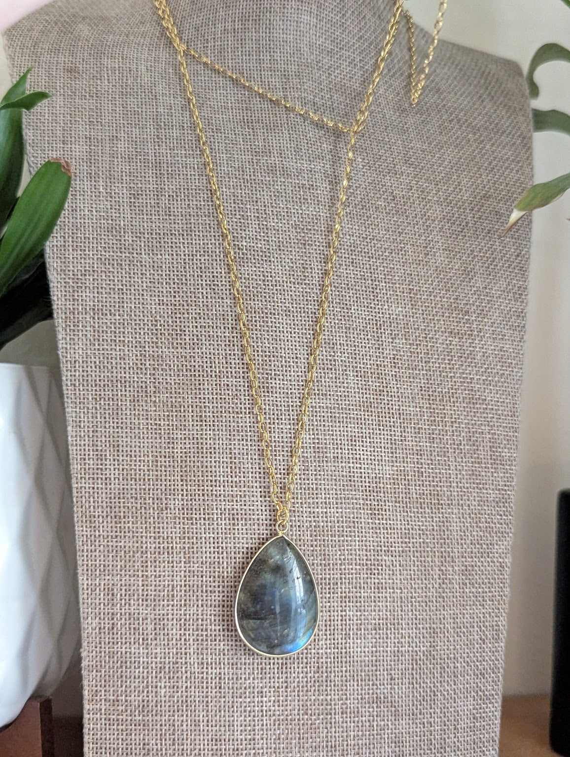Flashy Labradorite Teardrop Necklace (Various Options Available)