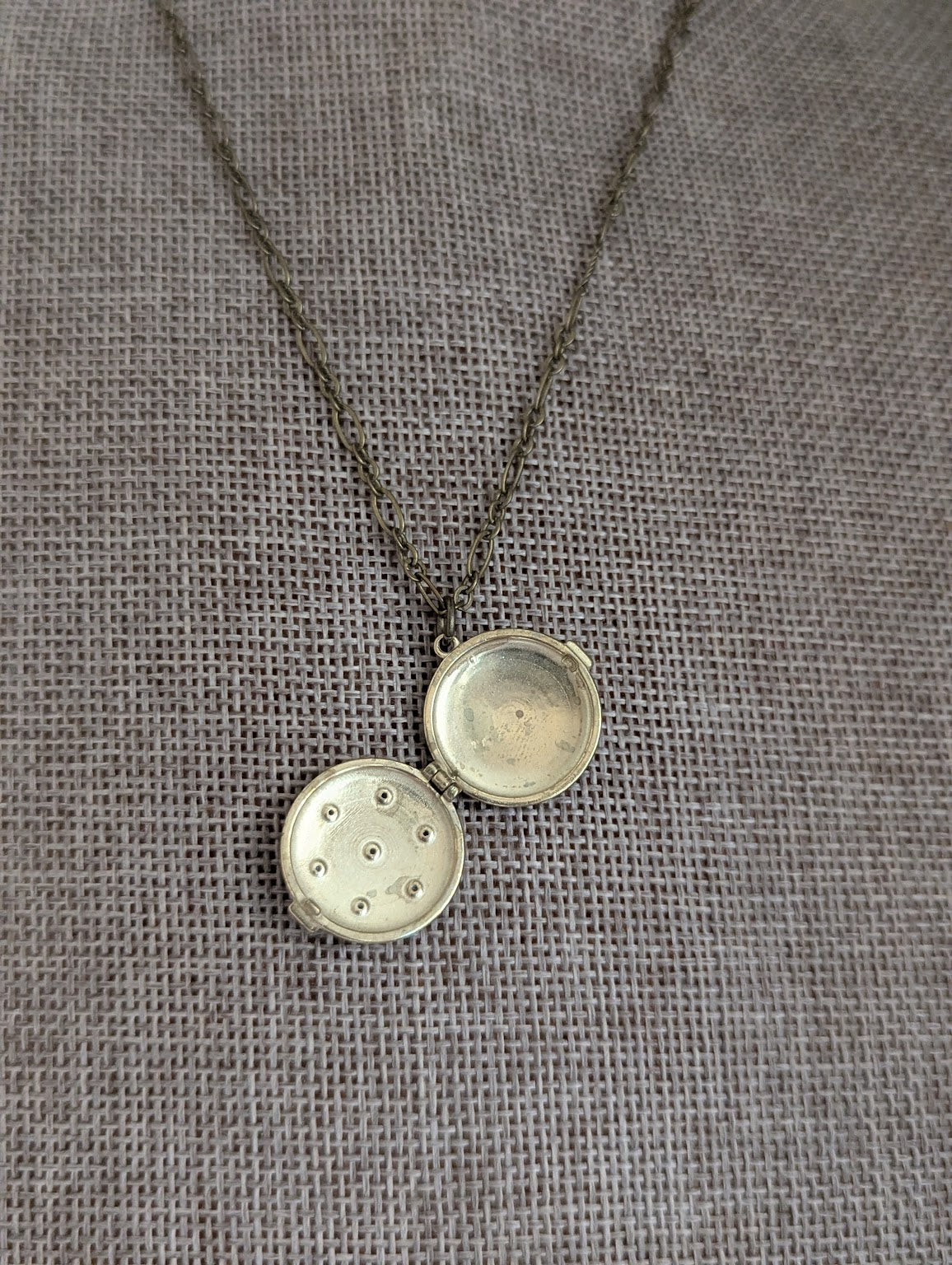 Brass Crystal Star Vintage Locket Necklace