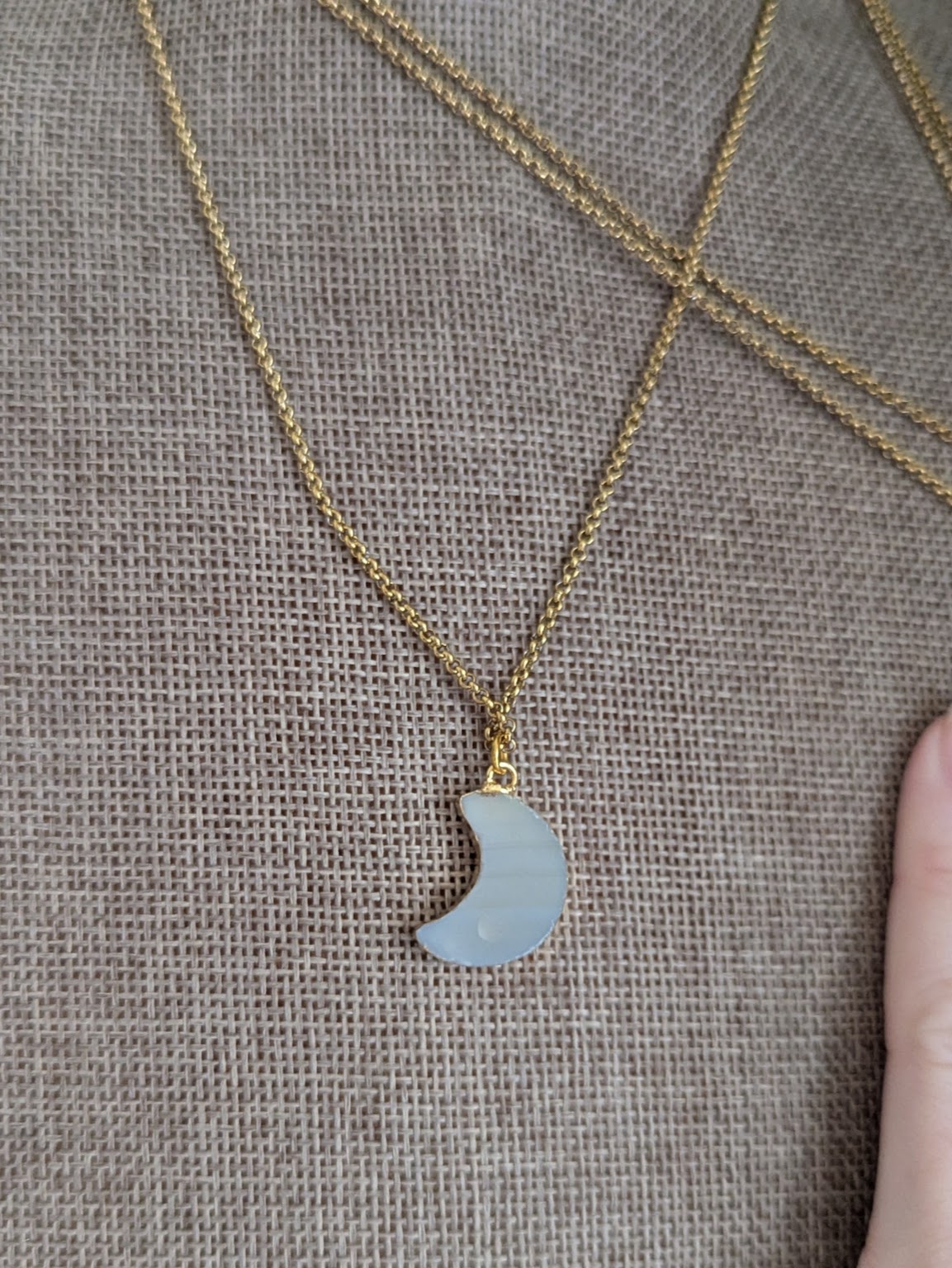 Agate Crescent Moon Gold Stainless Necklace (Various Available)