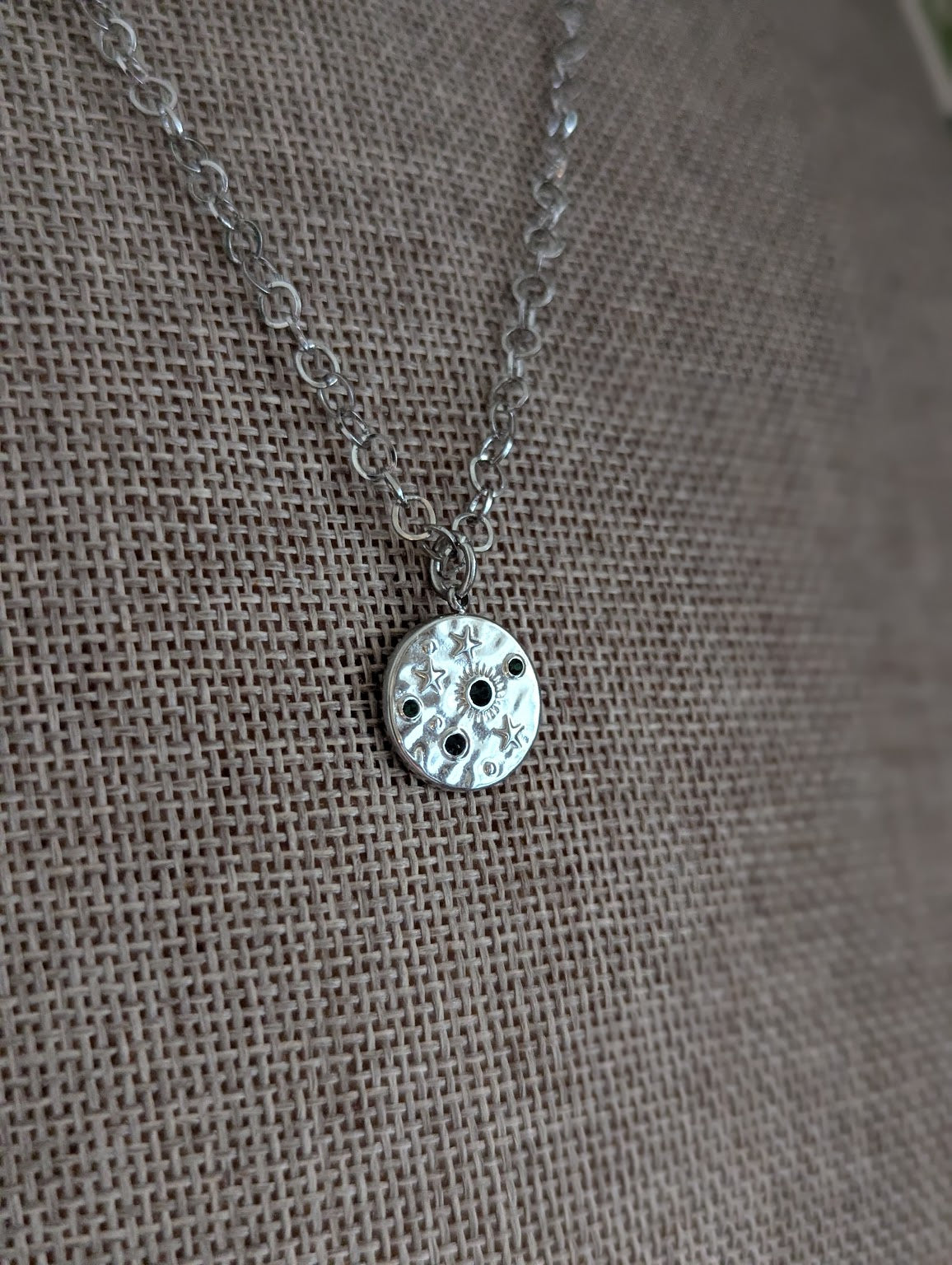 Silver and Emerald Green Galaxy Necklace