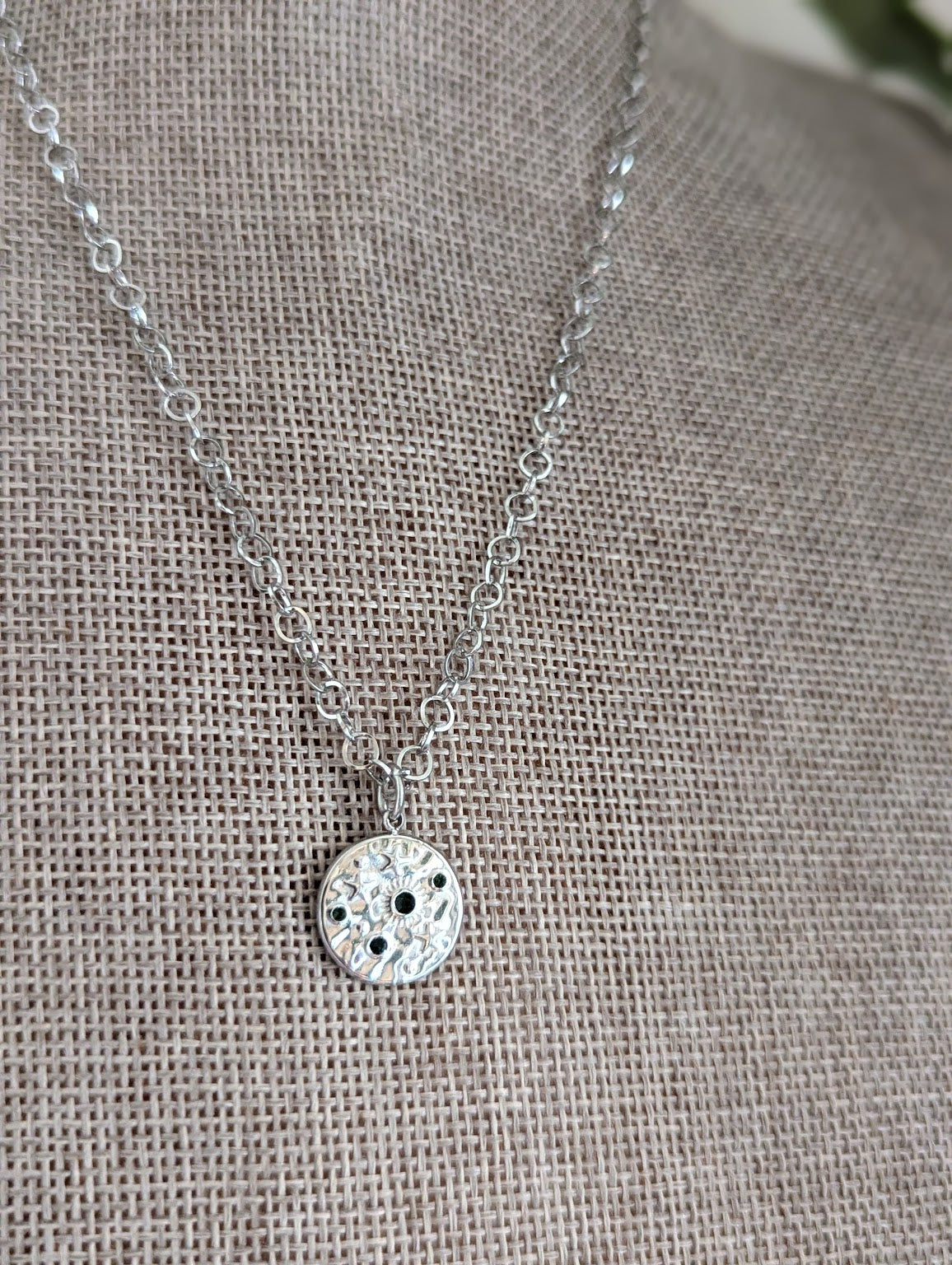 Silver and Emerald Green Galaxy Necklace