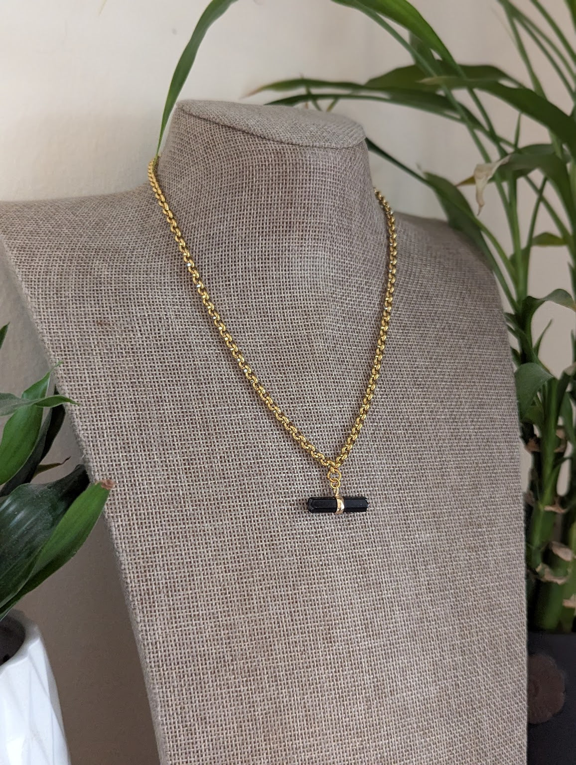 Gemstone Toggle Bar Gold Necklace (Various Stones Available)