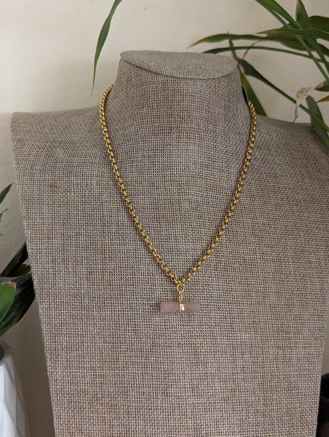 Gemstone Toggle Bar Gold Necklace (Various Stones Available)