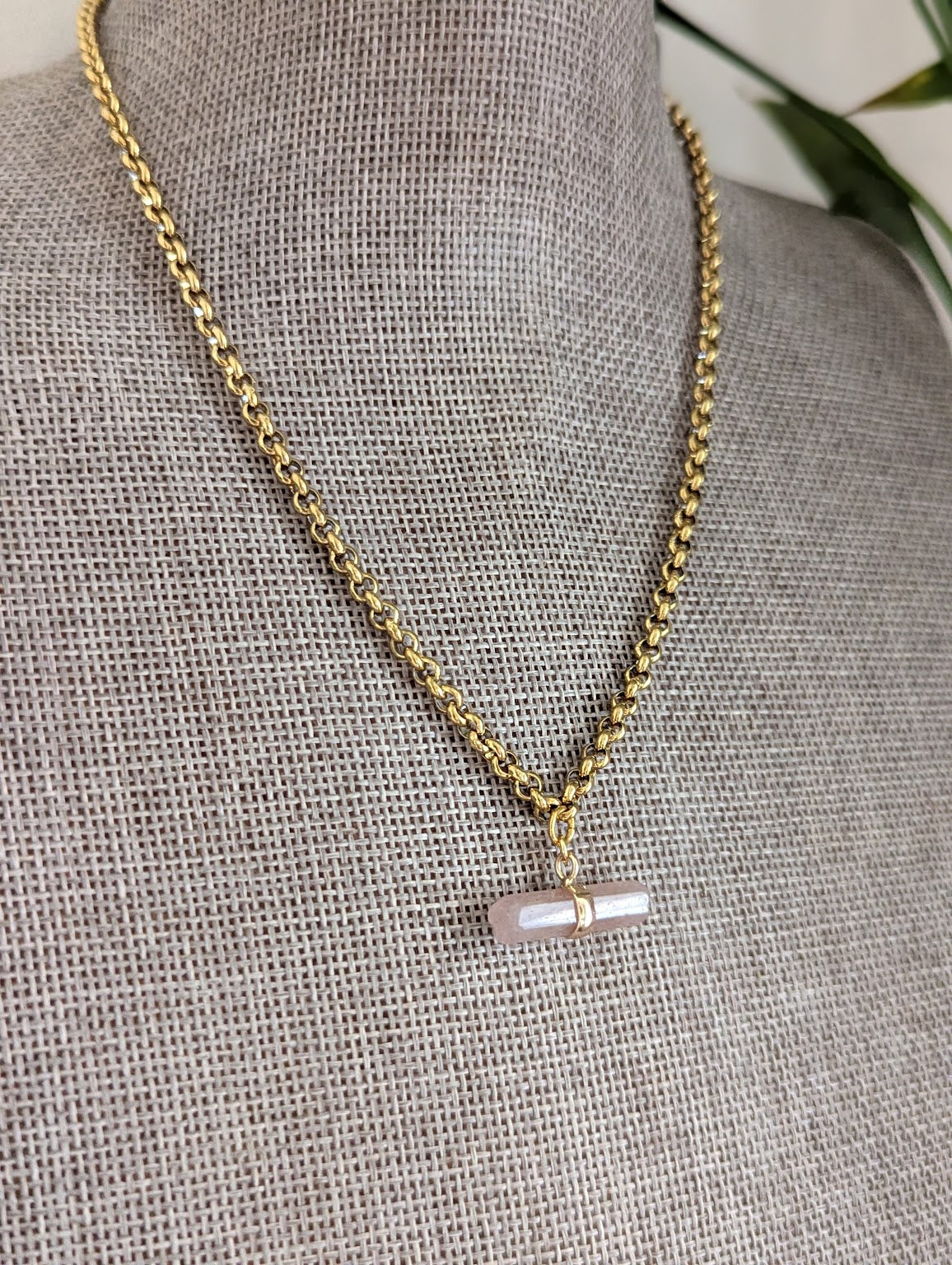 Gemstone Toggle Bar Gold Necklace (Various Stones Available)