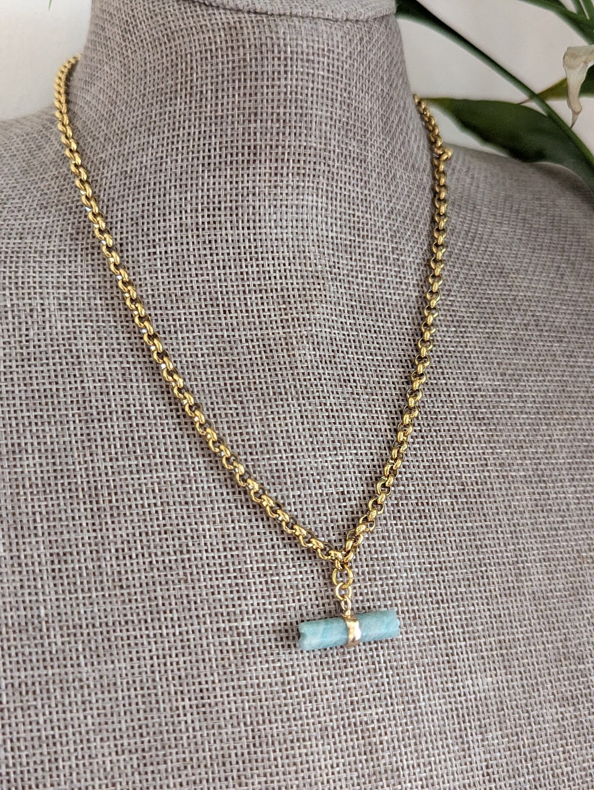 Gemstone Toggle Bar Gold Necklace (Various Stones Available)