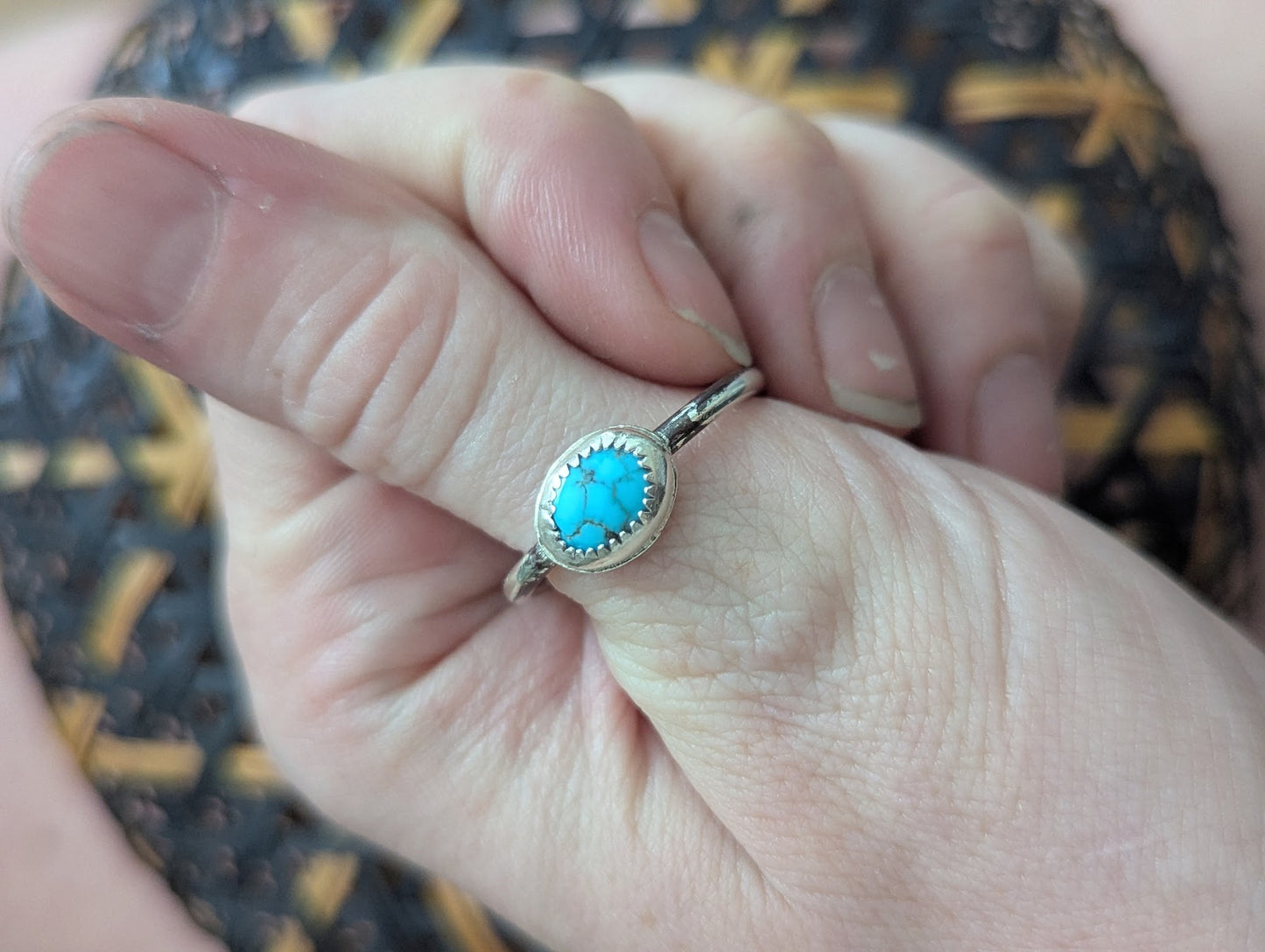 Morenci Turquoise Silver Ring - Size 10.5