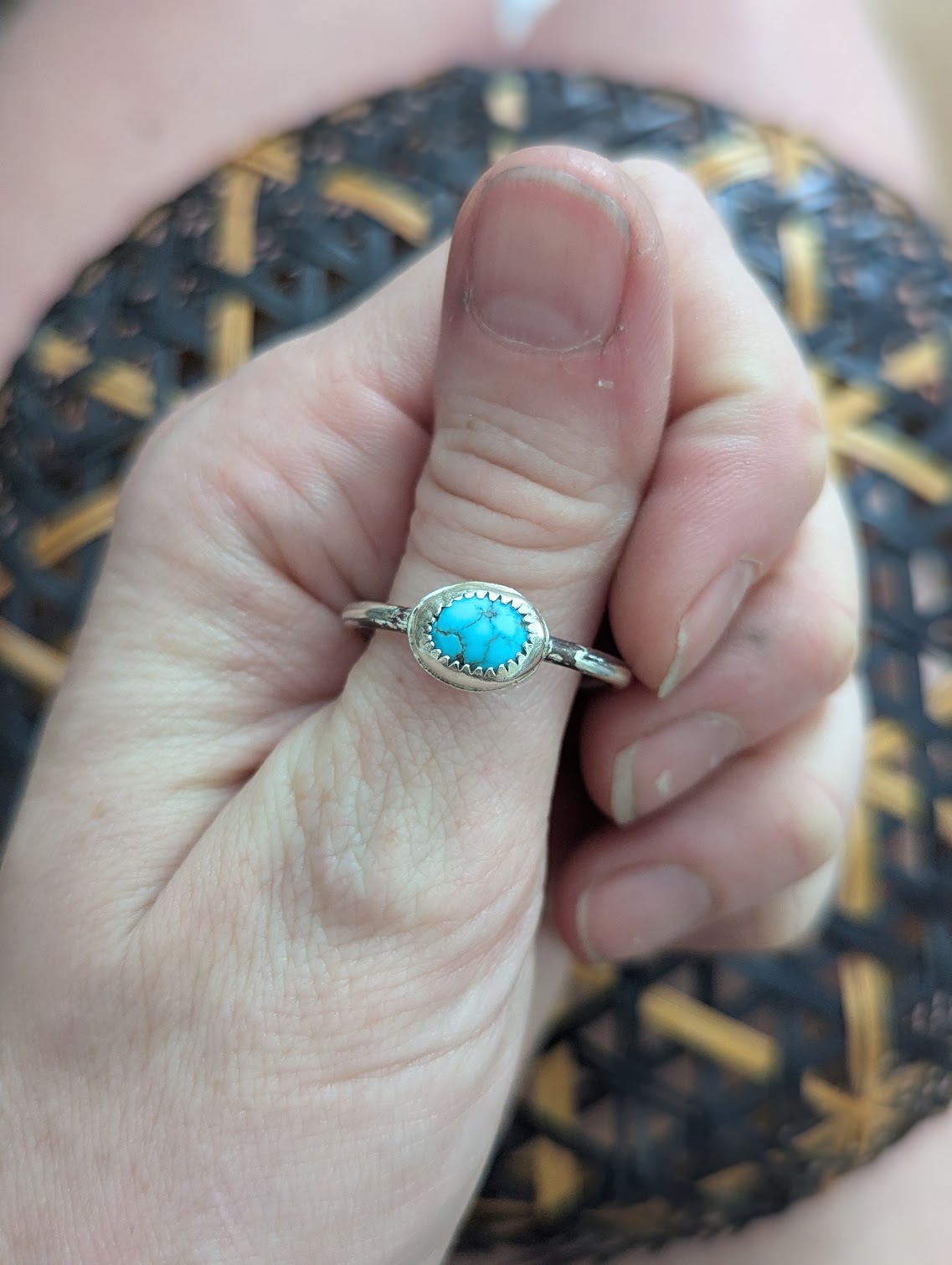 Morenci Turquoise Silver Ring - Size 10.5