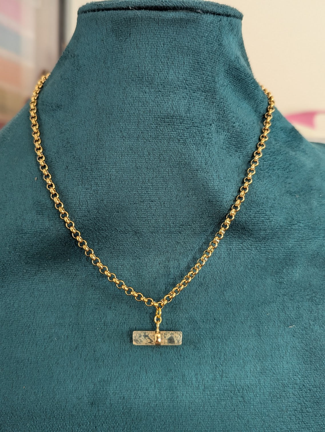 Gemstone Toggle Bar Gold Necklace (Various Stones Available)