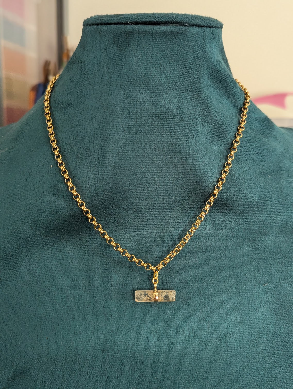 Gemstone Toggle Bar Gold Necklace (Various Stones Available)
