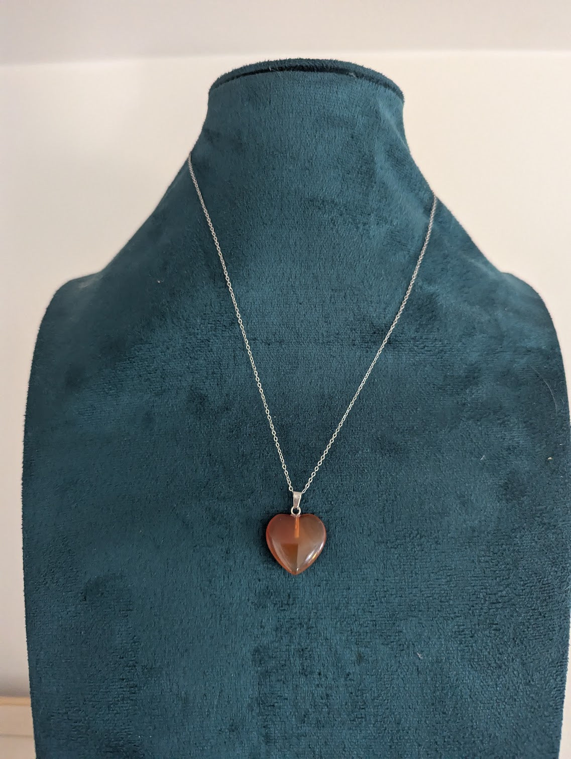Carnelian Heart Silver Stainless Necklace