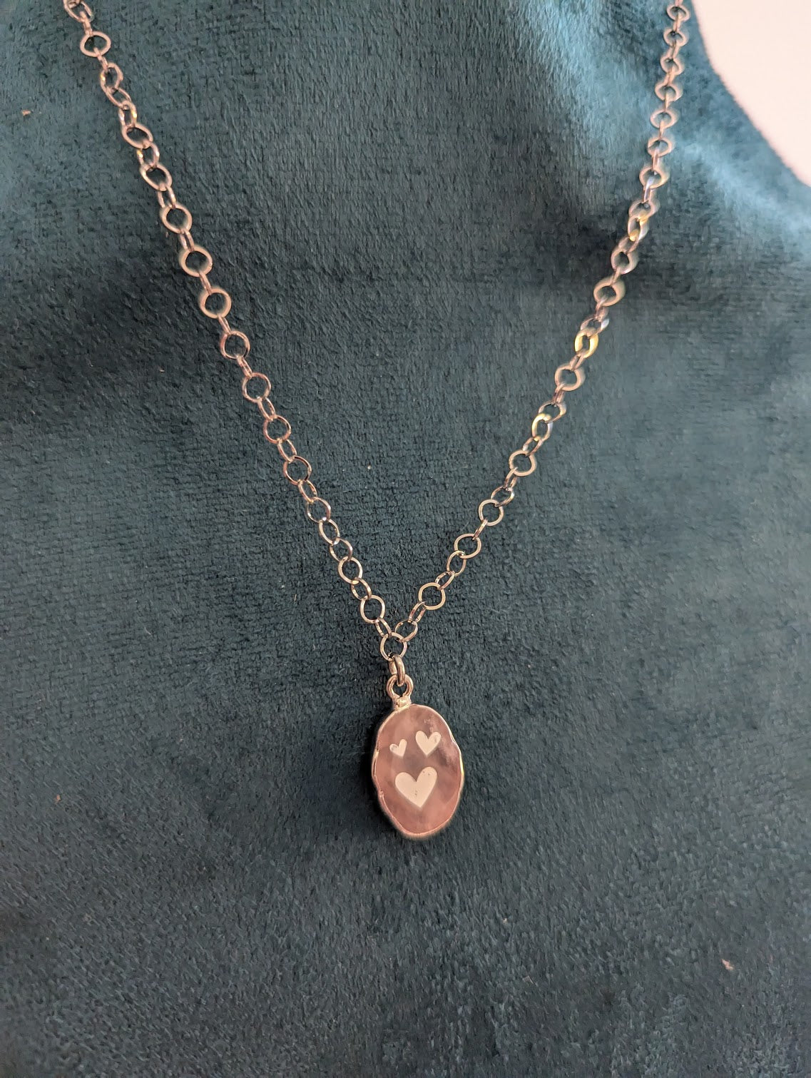 Rose Quartz Silver Heart Stainless Necklace