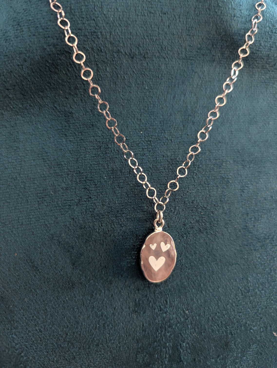 Rose Quartz Silver Heart Stainless Necklace
