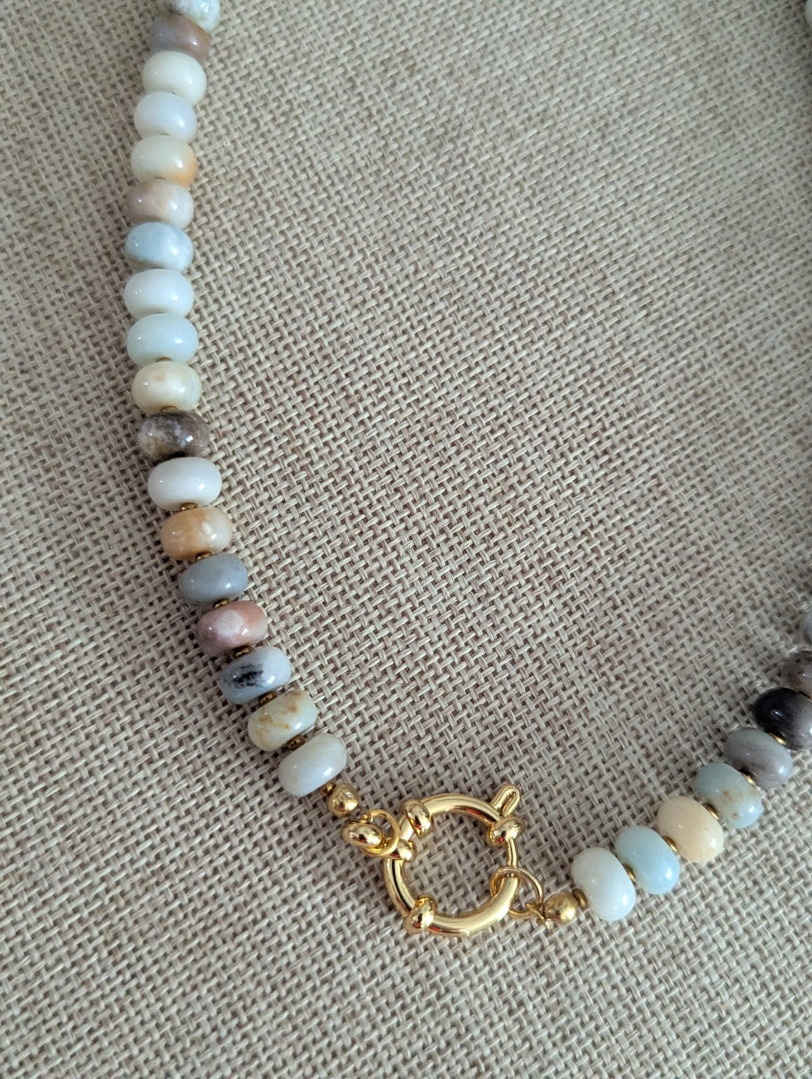 Amazonite Rondelle Beaded Necklace (Silver or Gold)