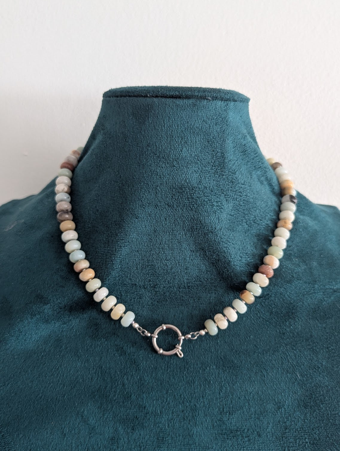 Amazonite Rondelle Beaded Necklace (Silver or Gold)
