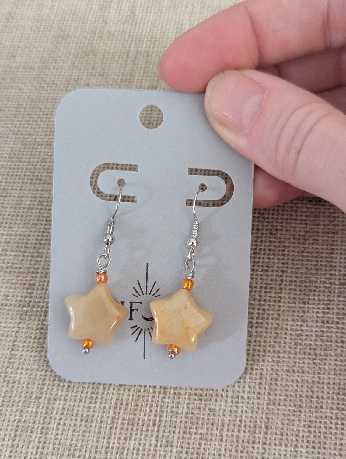 Yellow Agate Star Earrings
