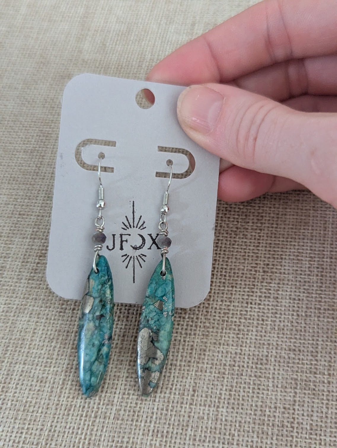 Aqua Sea Sediment Marquise Cut Earrings