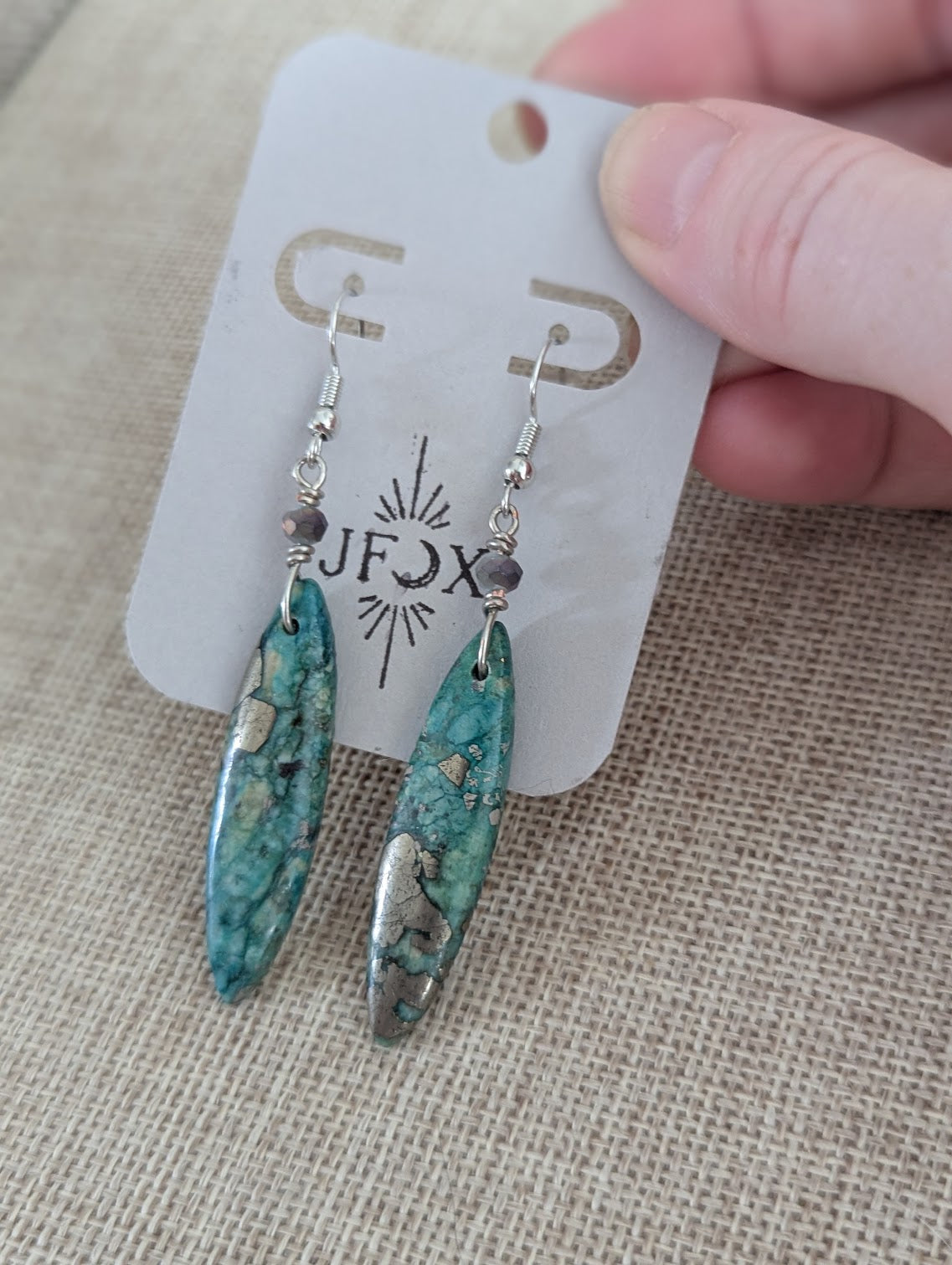 Aqua Sea Sediment Marquise Cut Earrings
