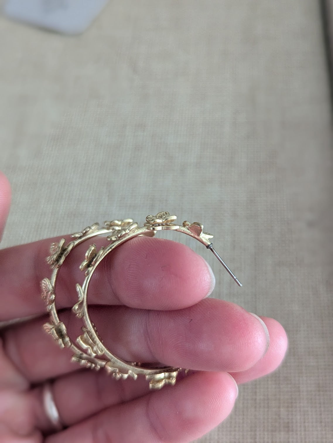 Brass Butterfly Hoops
