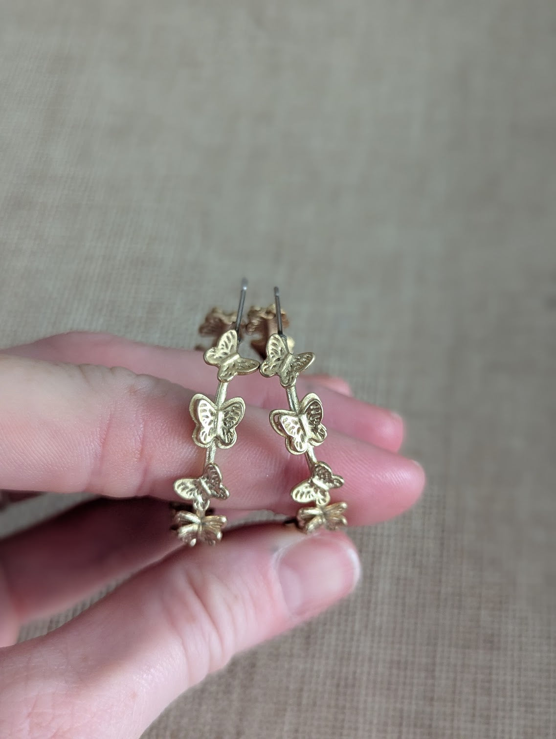 Brass Butterfly Hoops