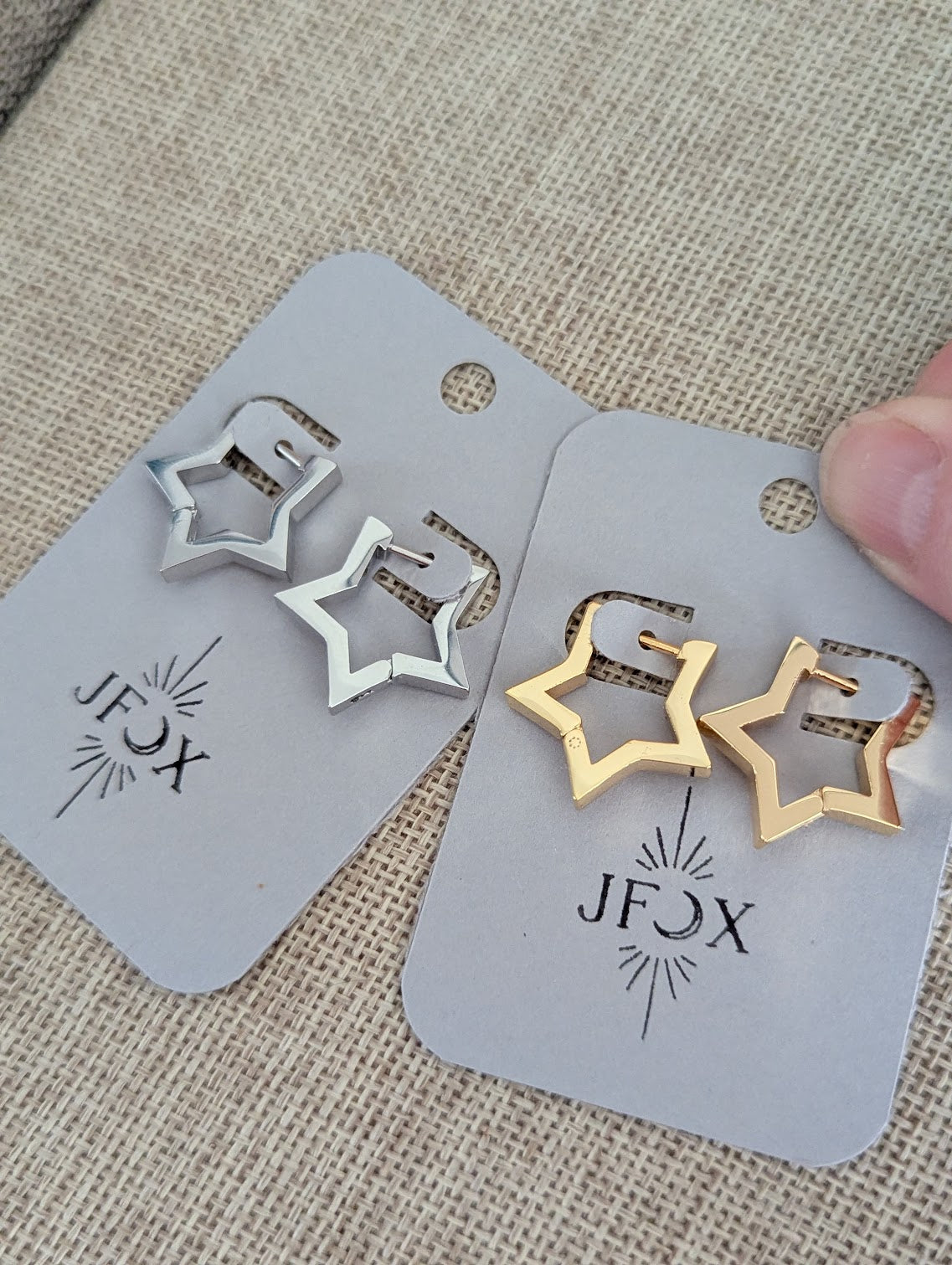 Chunky Star Stainless Hoops (Silver or Gold)