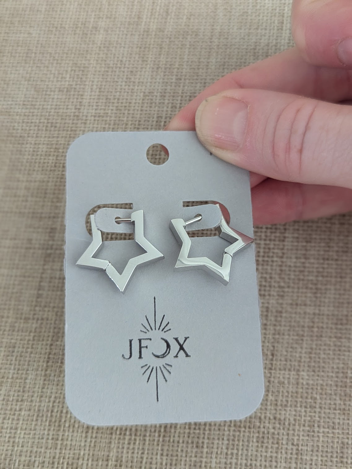 Chunky Star Stainless Hoops (Silver or Gold)