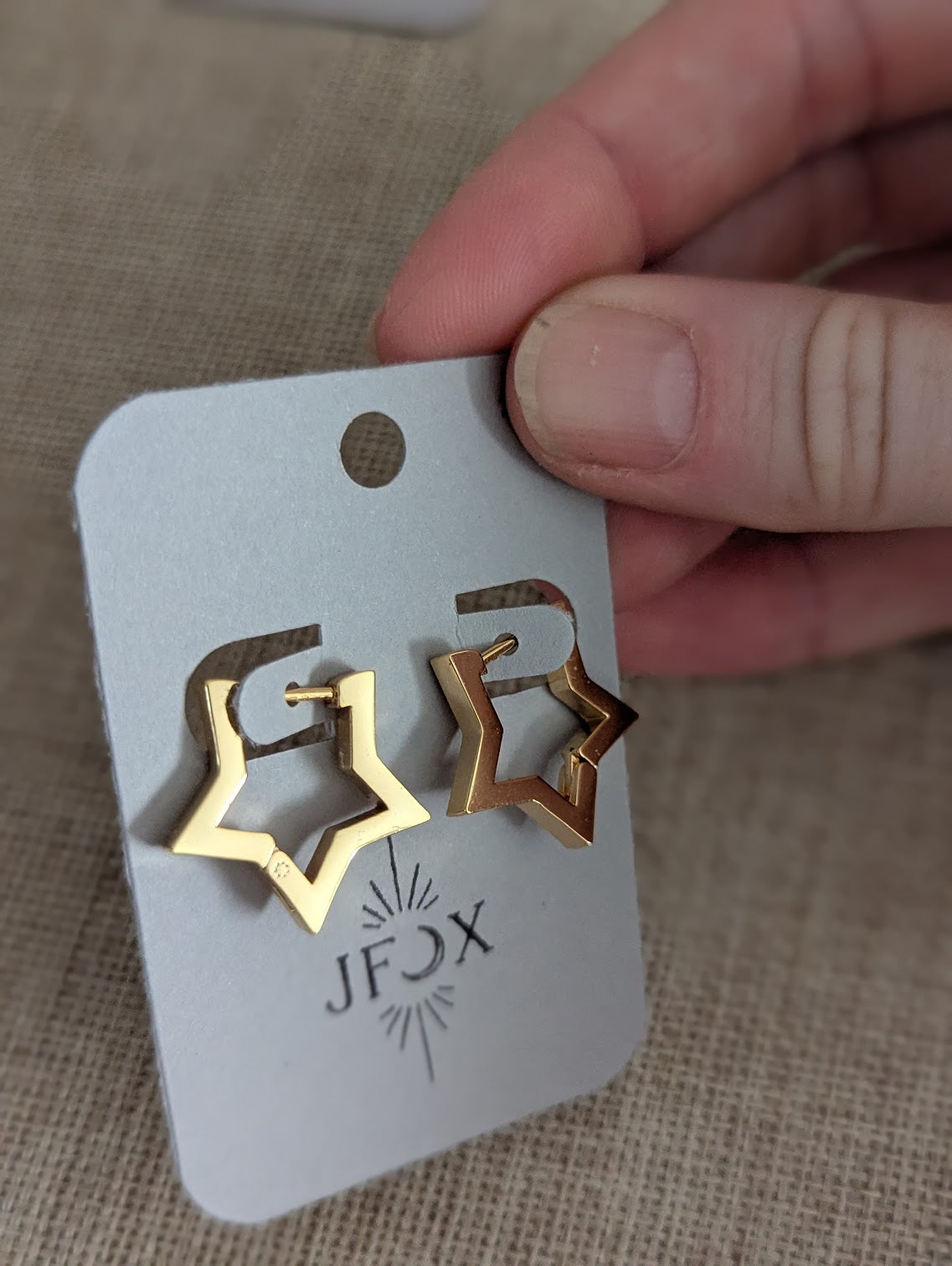 Chunky Star Stainless Hoops (Silver or Gold)