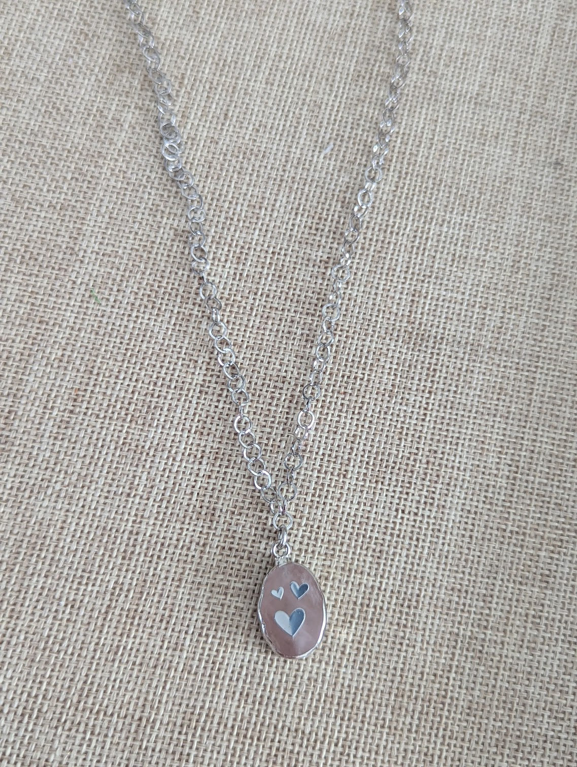 Rose Quartz Silver Heart Stainless Necklace