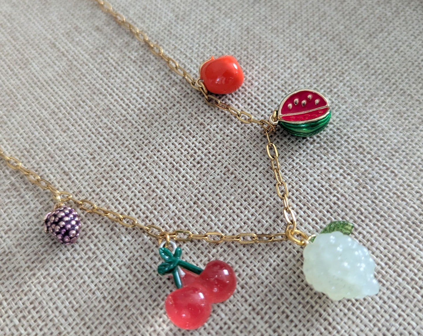 Fruity Cutie Mixed Charm Gold Necklace (Various Styles Available)