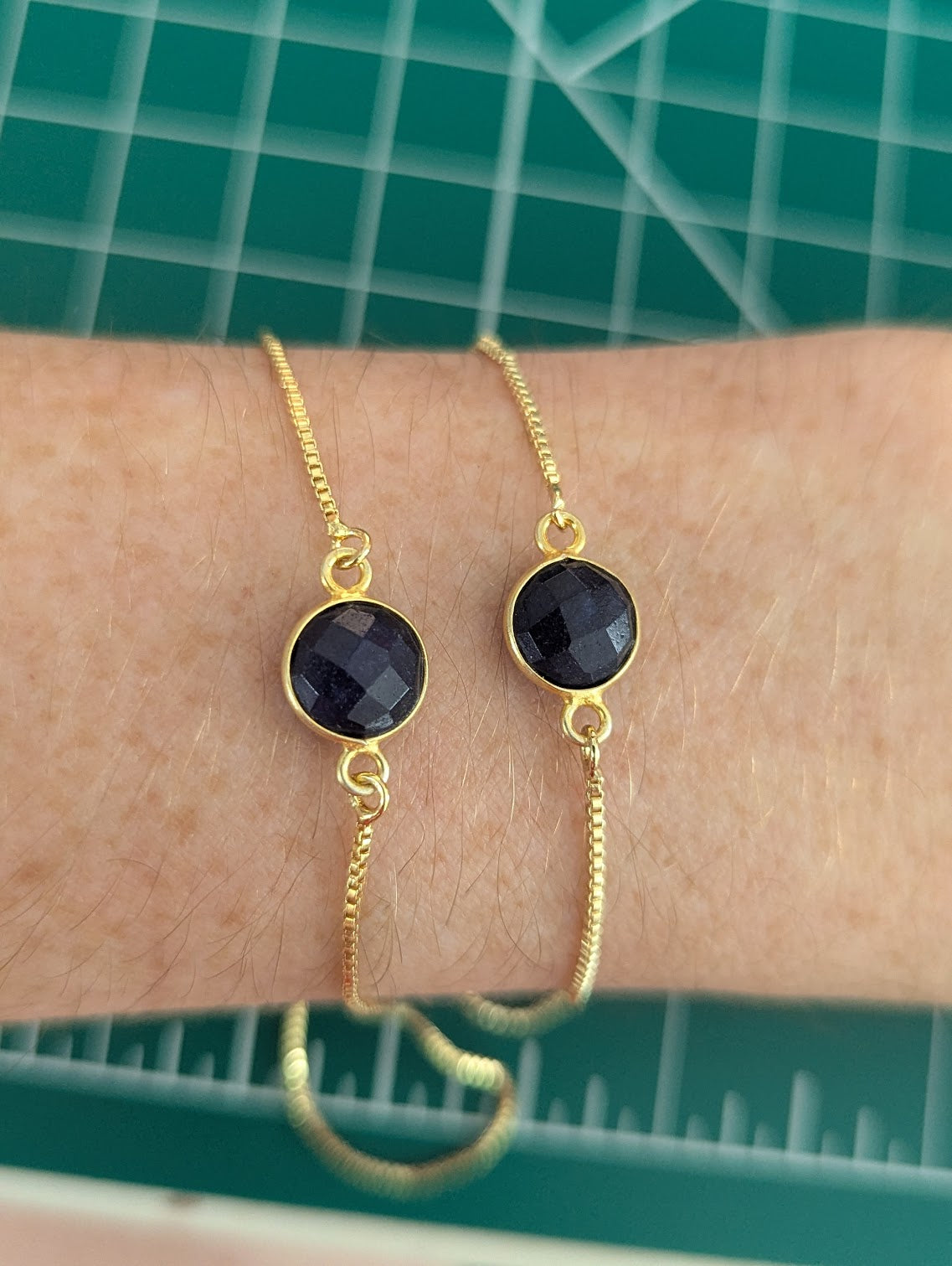 Faceted Lapis Lazuli Gold Slider Bracelet