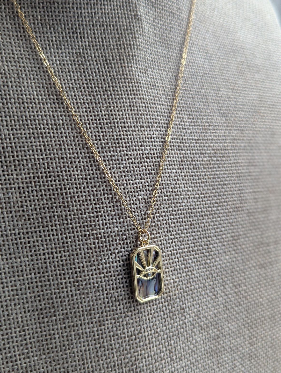 Evil Eye Abalone Shell 14kGF Necklace