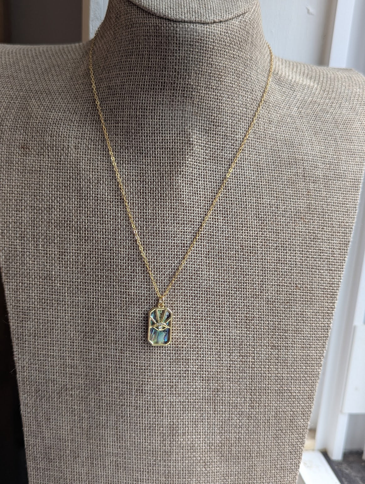 Evil Eye Abalone Shell 14kGF Necklace