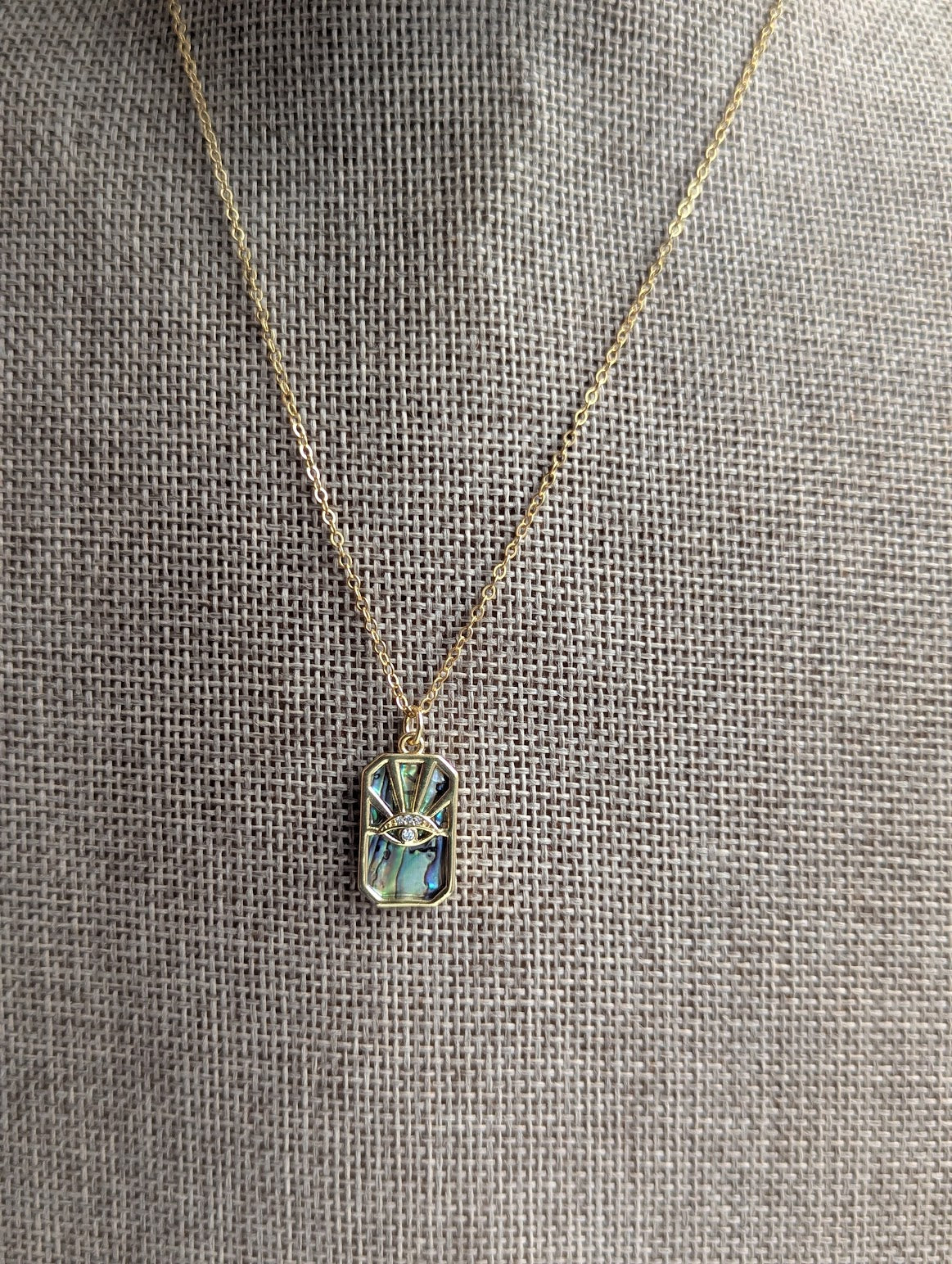 Evil Eye Abalone Shell 14kGF Necklace