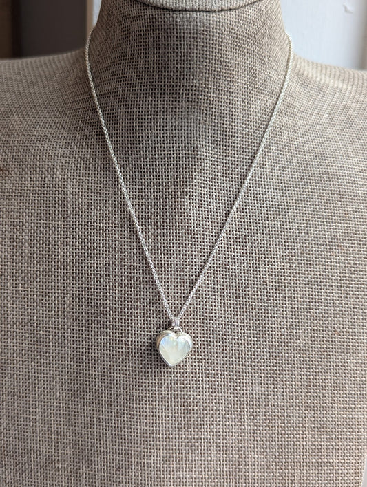 Rainbow Moonstone Heart Sterling Silver Necklace