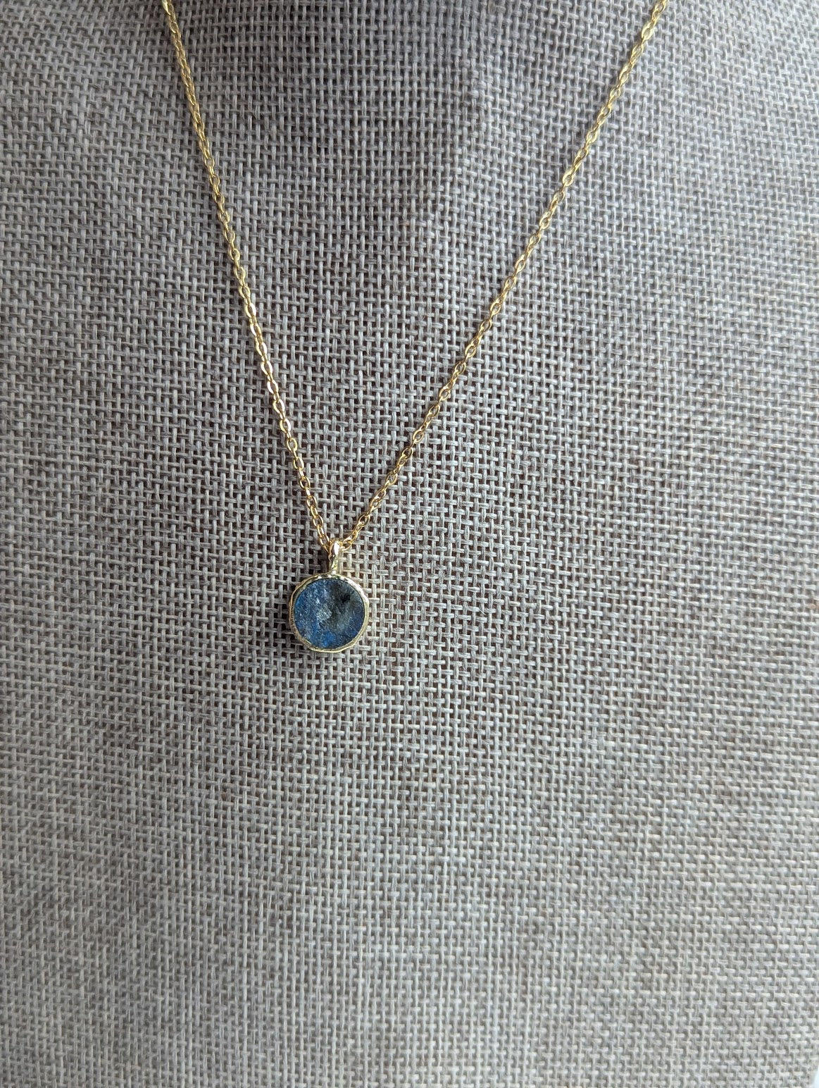 Raw Gemstone Round Gold Necklace (Various Stones Available)