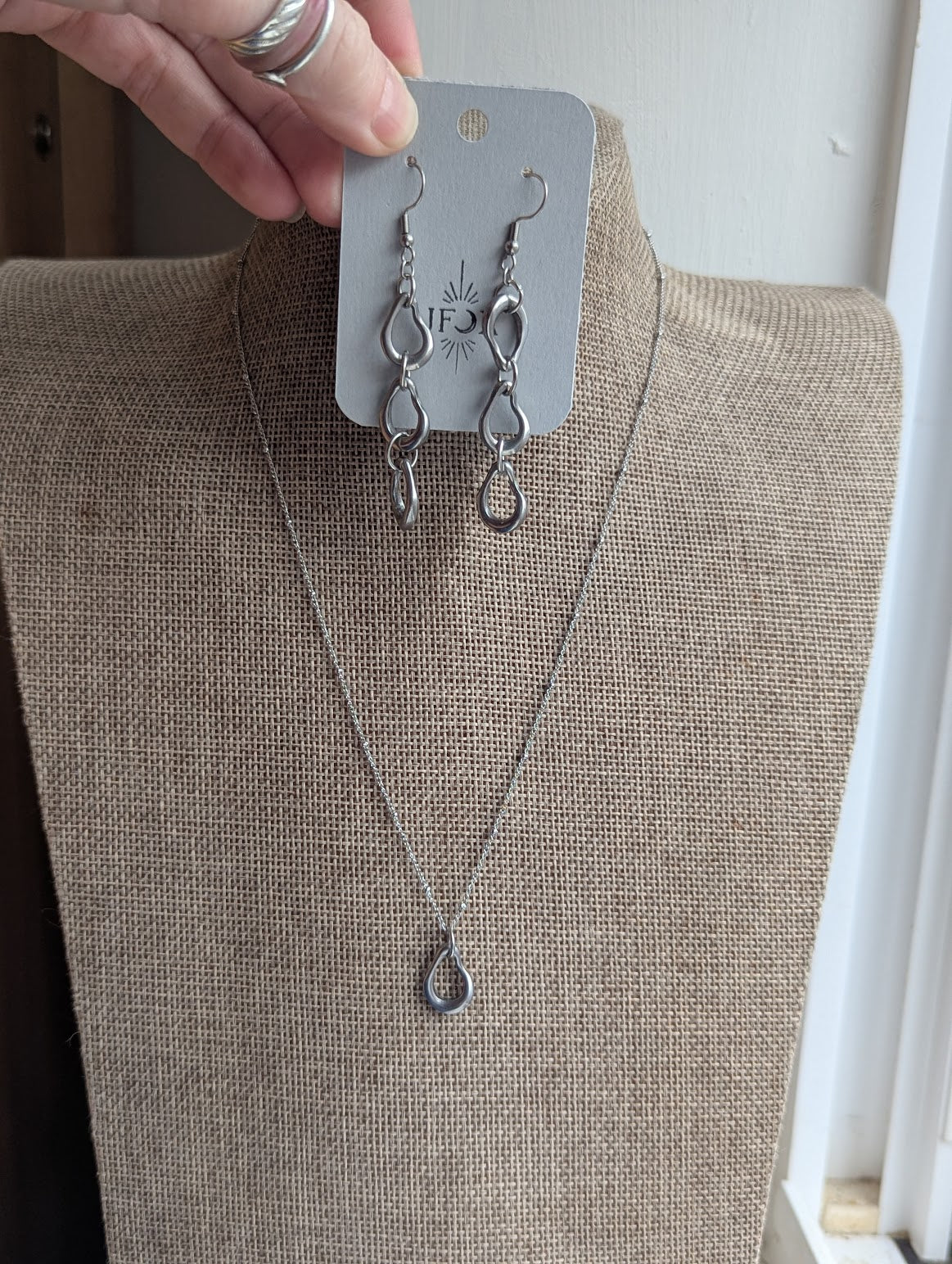 Abstract Silver Stainless Satellite Necklace