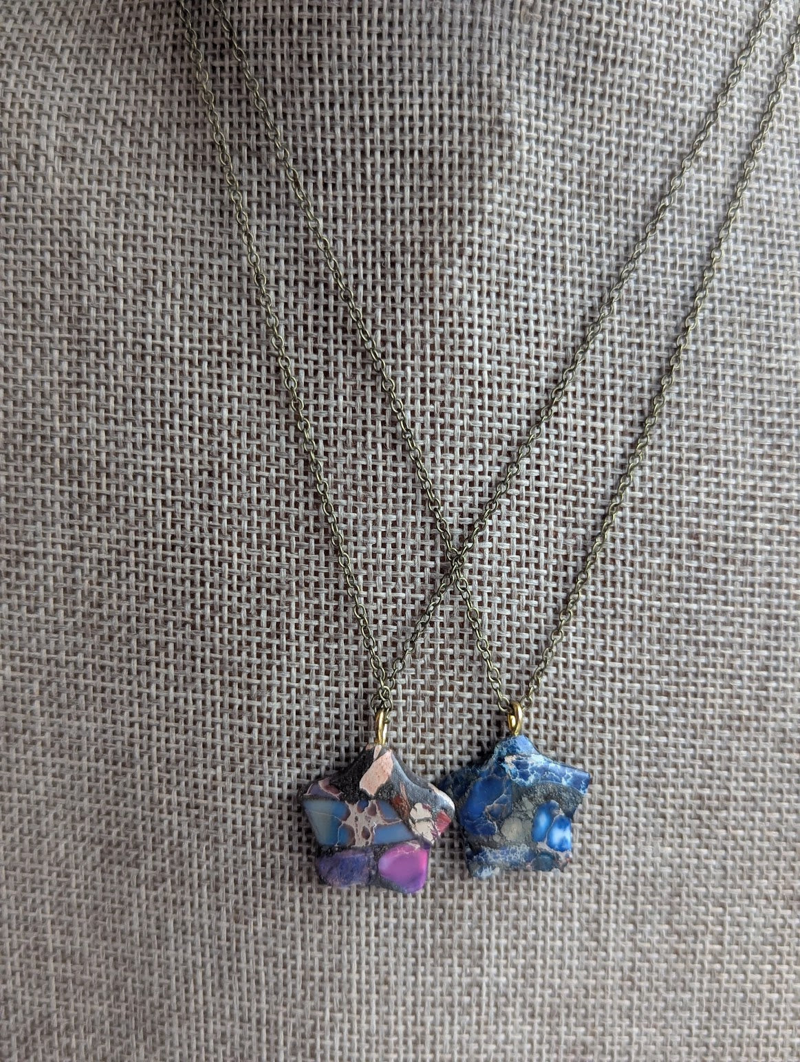 Sea Sediment Jasper Star Brass Necklace (Various Colors Available)